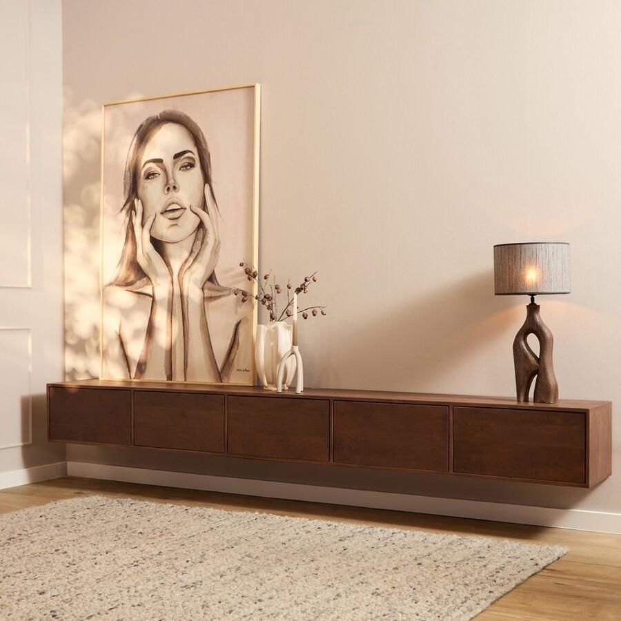 Starfurn Zwevend tv-meubel Vision 280 cm walnoot