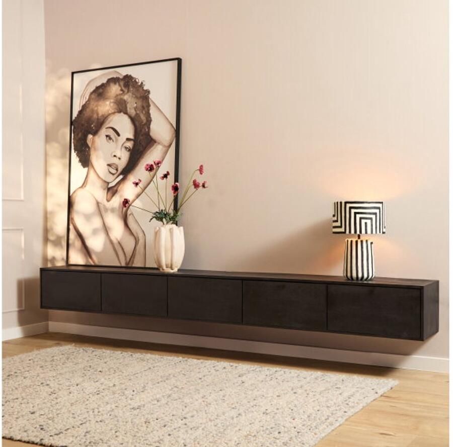 Starfurn Zwevend Tv-meubel Vision Zwart Hout 280x35x30cm