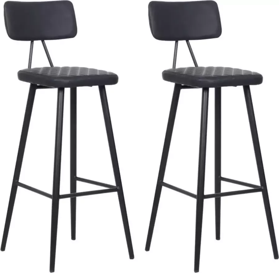 Starrydays Milan Kunstleer Barstoel – Barkrukken set van 2 – Microfiber Kunstleer – Zwart Barkrukken met Rugleuning