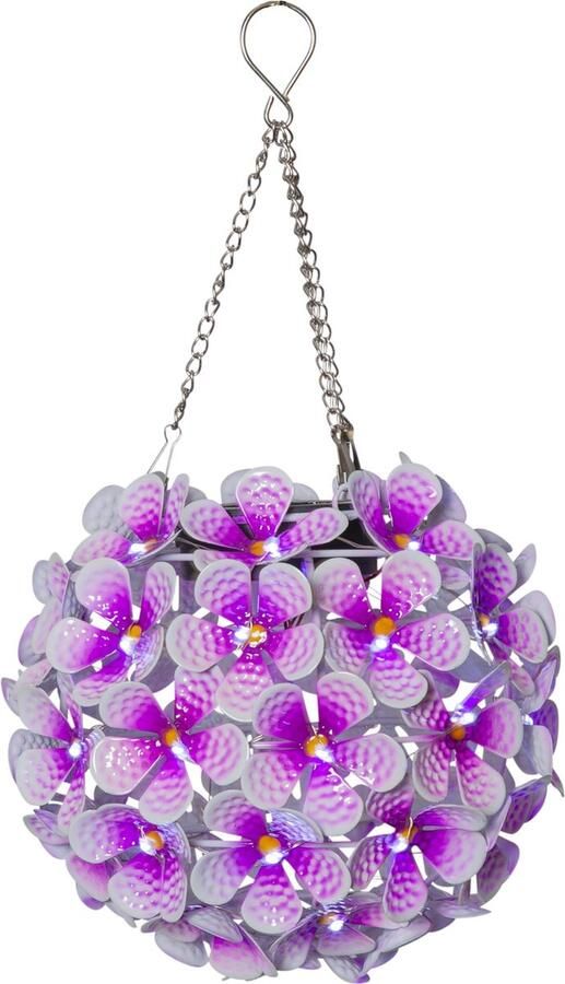 Startrading Solar tuinverlichting Hanglamp Hortensia Paars 16 cm