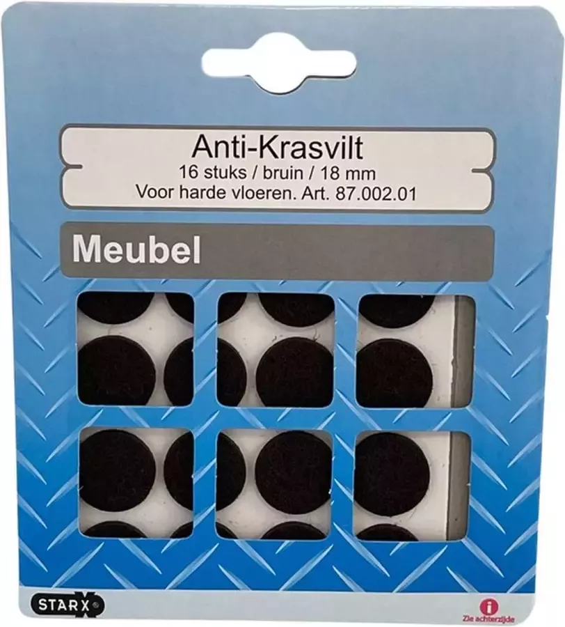 STARX anti-krasvilt meubelvilt zelfklevend Ø 18 mm bruin 16 STUKS