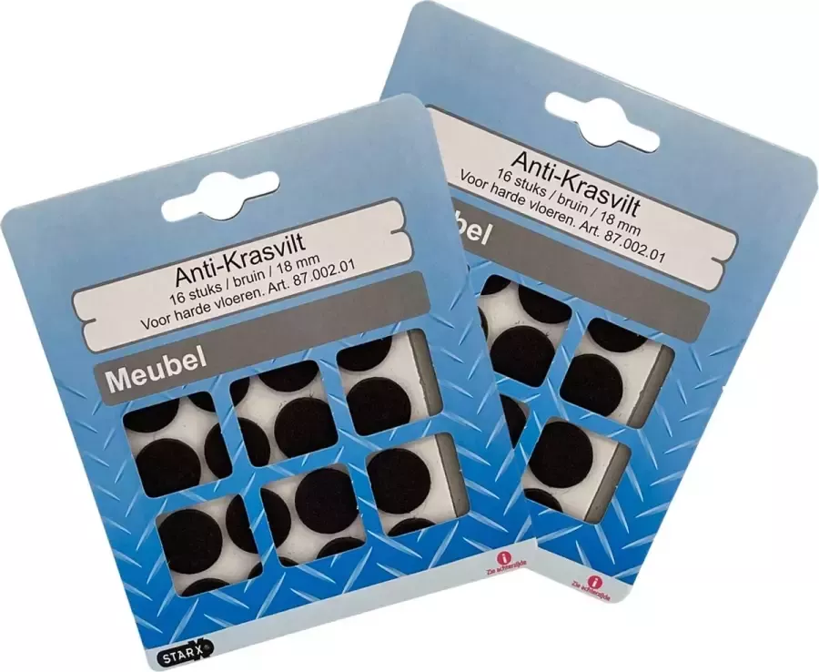 STARX anti-krasvilt meubelvilt zelfklevend Ø 18 mm bruin 32 STUKS