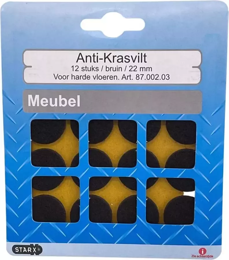 STARX anti-krasvilt meubelvilt zelfklevend Ø 22 mm bruin 12 STUKS