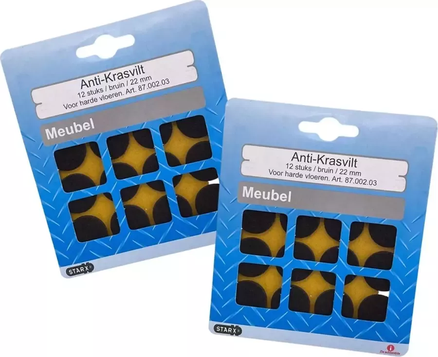 STARX anti-krasvilt meubelvilt zelfklevend Ø 22 mm bruin 24 STUKS