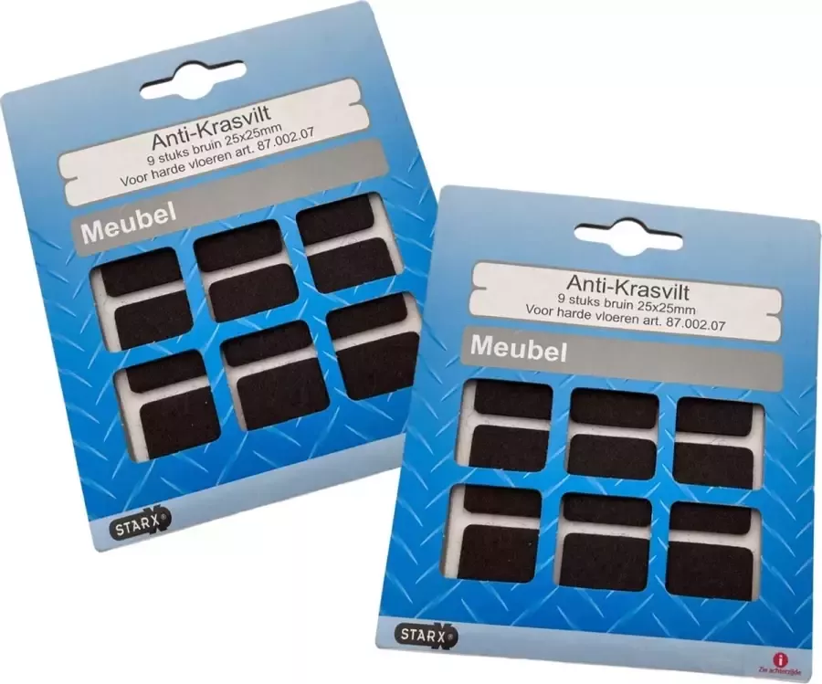 STARX anti-krasvilt meubelvilt zelfklevend 25 X 25 mm bruin 18 STUKS