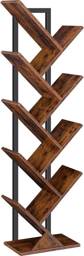 SteeFly Boom Boekenkast Hoge 9-verdiepings kast Staande Boekenplank Hoge Boekenkast Met Houten Planken Decoratief boekenstandaard 116cm
