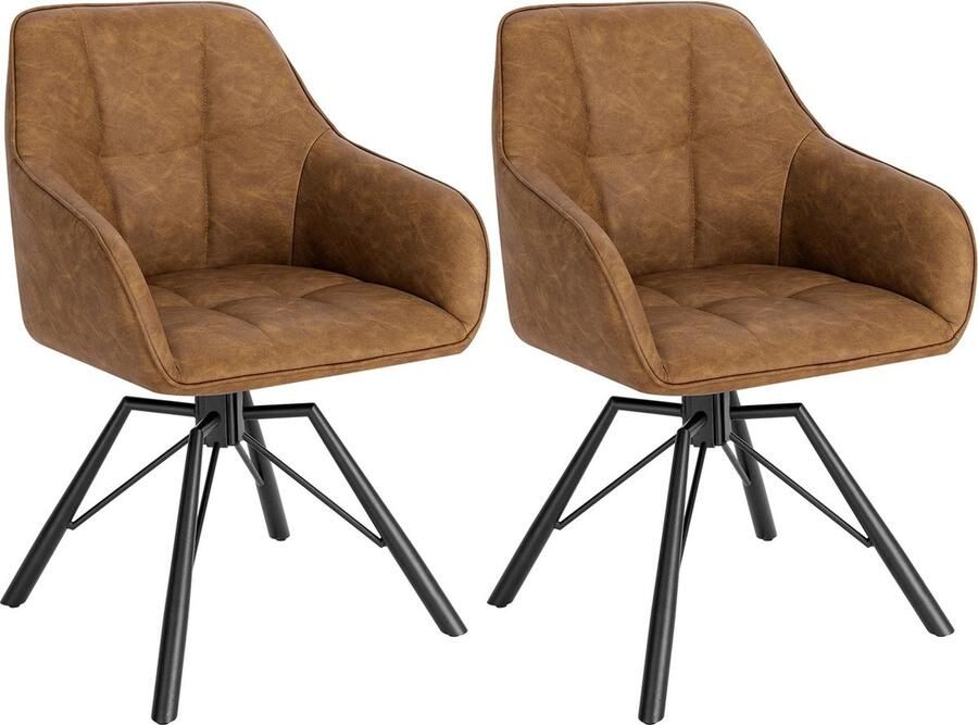 SteeFly Draaibare eetkamerstoelen Set van 2 lichtbruin fluweel Stijlvol & comfortabel Ergonomisch Zithoogte: 48cm