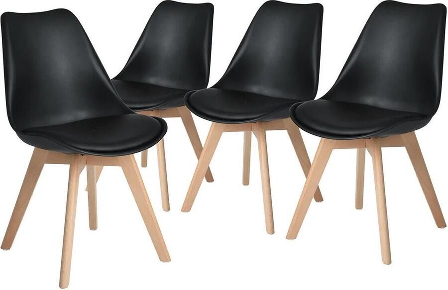 SteeFly Eetkamerstoelen set (4) gewatteerde zitting Eetkamerstoelen Stoel Eetkamerstoelen set van 4 Zithoogte 42 5cm zwart