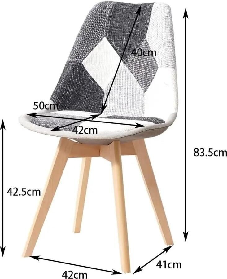 SteeFly Fluwelen eetkamerstoelen set Zwart wit grijs Eetkamerstoelen Stoel Stoelen 4st. zithoogte 42 5cm