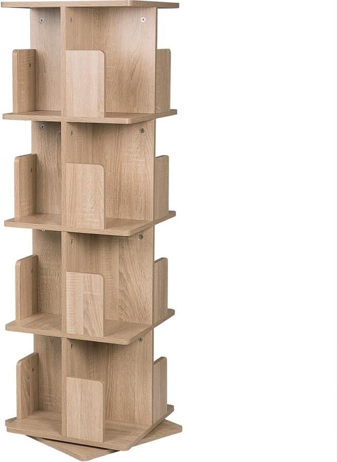 ZFA Store Boekenkast 360 Graden Draaiende Boekenkast Hout Oak 4 lagen