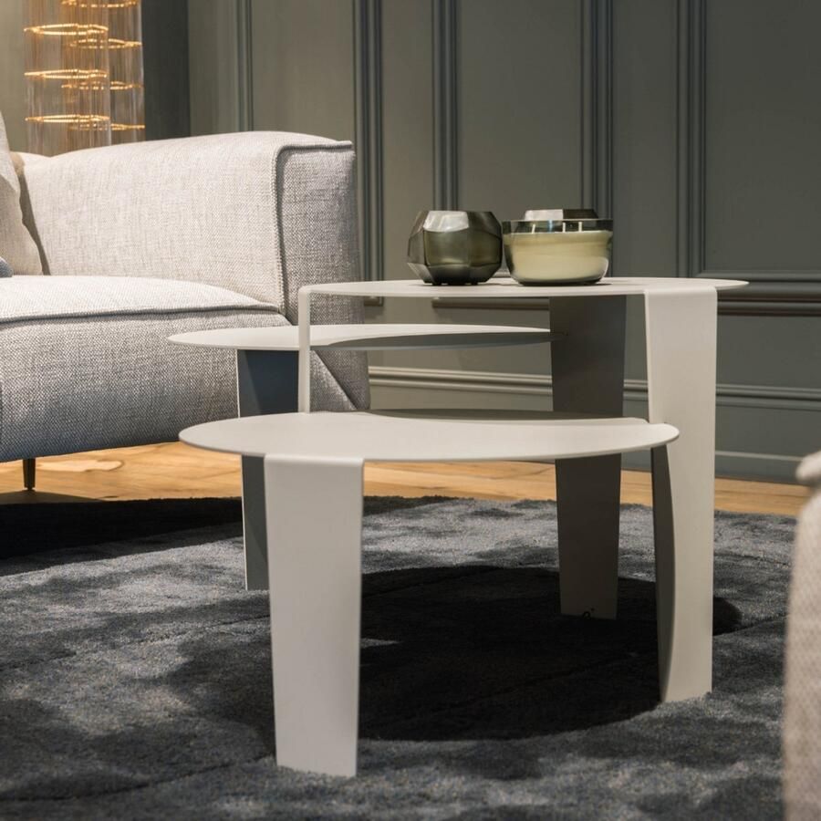 Steelful Salontafel Rond Salontafel Set Bijzettafel Set Van Drie Zijde Grijs - Foto 2