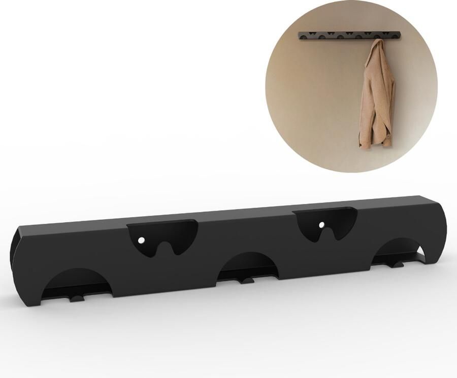 Steelful Wandkapstok Kapstok Hangend Muur Kapstok Hangend 5 Haken Kapstok Muur Zwart 40 cm