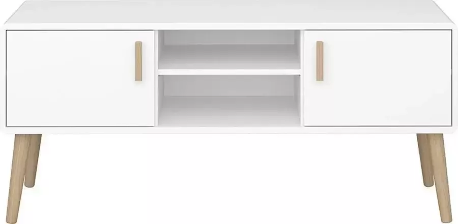 Hioshop Pavis TV-meubel met 2 deuren en 1 legplank in wit. - Foto 1