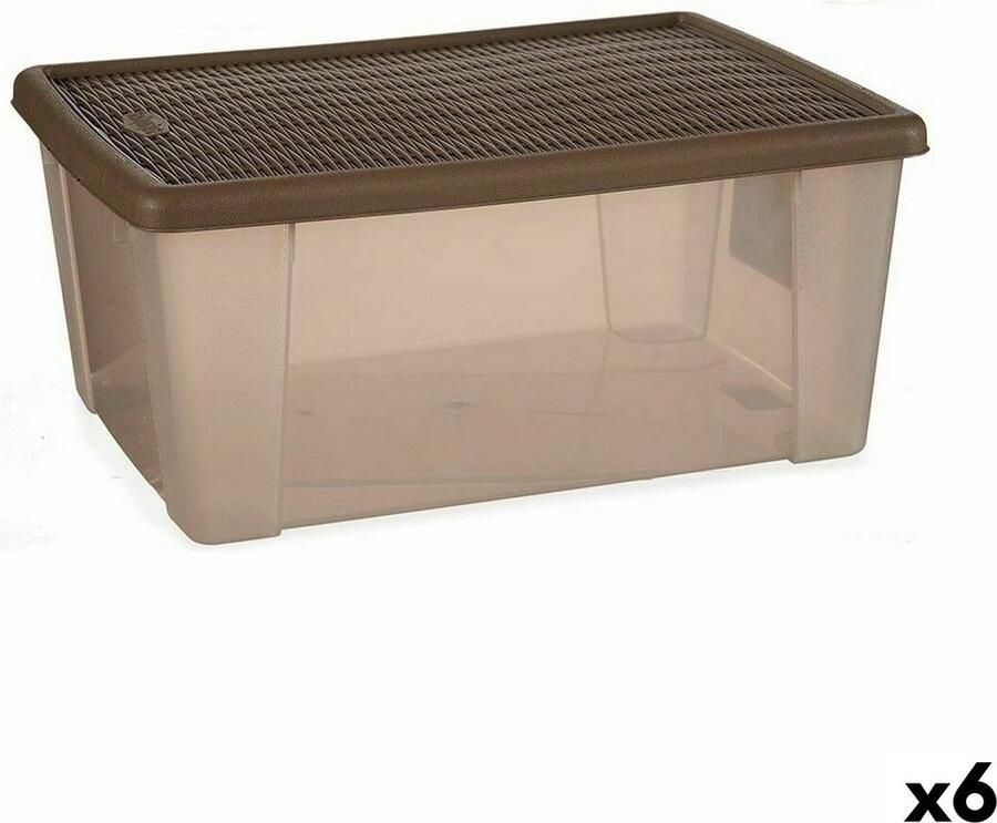 Stefanplast Opbergbak met Deksel Elegance Bruin Plastic 29 x 17 x 39 cm (6 Stuks)