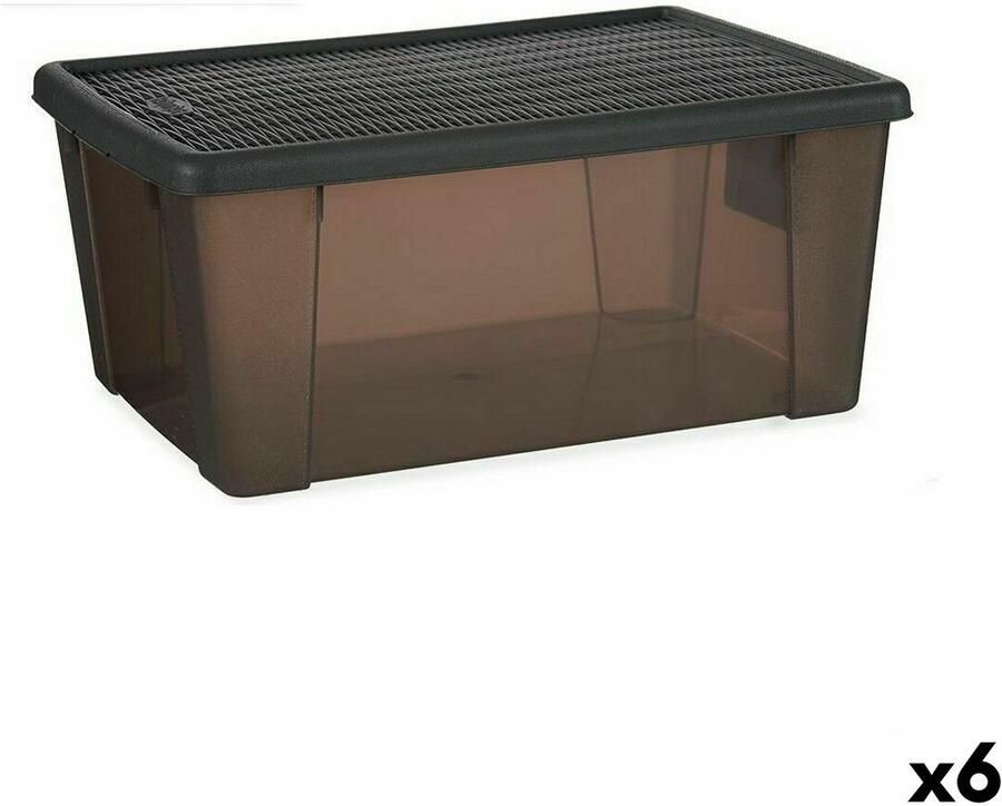 Stefanplast Opbergbak met Deksel Elegance Grijs Plastic 15 L 29 x 17 x 39 cm (6 Stuks)