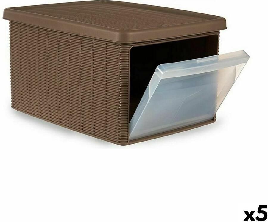 Stefanplast Opbergbak met Deksel Elegance Lateral Beige Plastic 29 x 21 x 39 cm (5 Stuks)