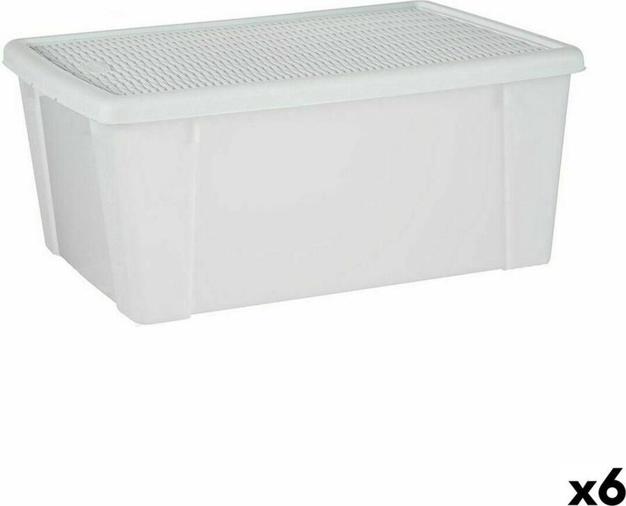 Stefanplast Opbergbak met Deksel Elegance Wit Plastic 29 x 17 x 39 cm (6 Stuks)