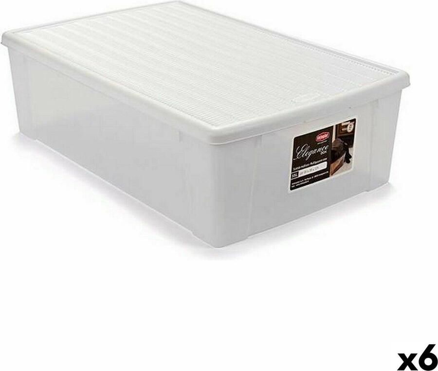 Stefanplast Opbergbak met Deksel Elegance Wit Plastic 38 5 x 17 x 59 5 cm (6 Stuks)