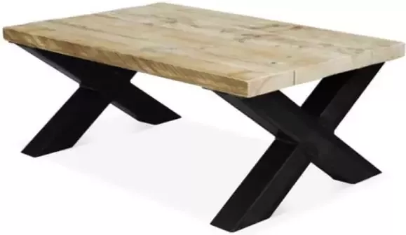 Steigerhout salontafel metalen x -poten 120x70x45h oud
