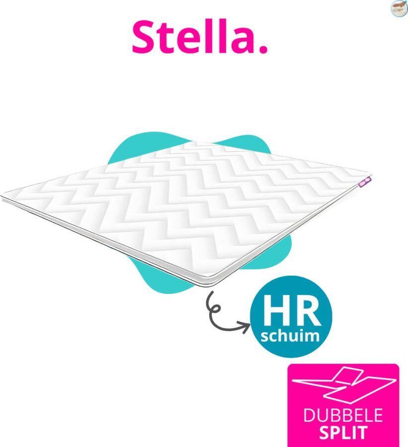 Stella Matras Stella PRO HR Matras Topper 160x200 6cm dik Koudschuim -Afritsbaar wasbaar Dubbele split