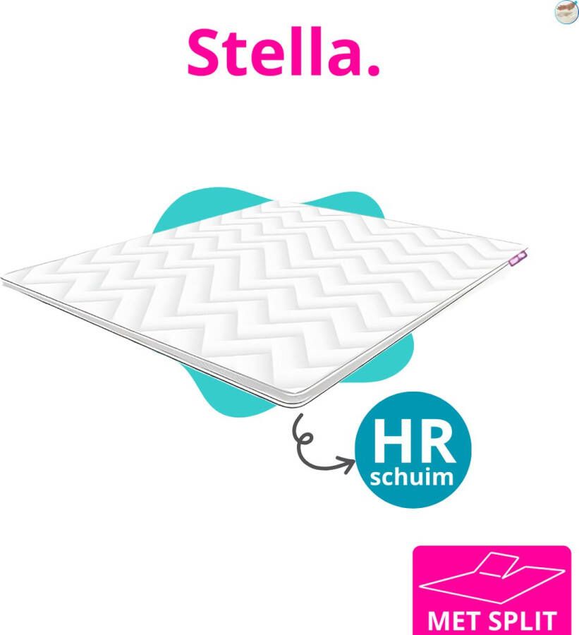 Stella Matras Stella PRO HR Matras Topper 180x200 6cm dik Koudschuim -Afritsbaar wasbaar Splittopper