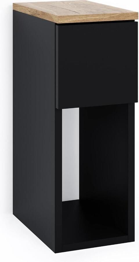 Stellar Nachtkastje Bedtafeltjes Nachtkastje met Lade Smalle Bijzettafel Zwart Bijzettafel met Opbergplank