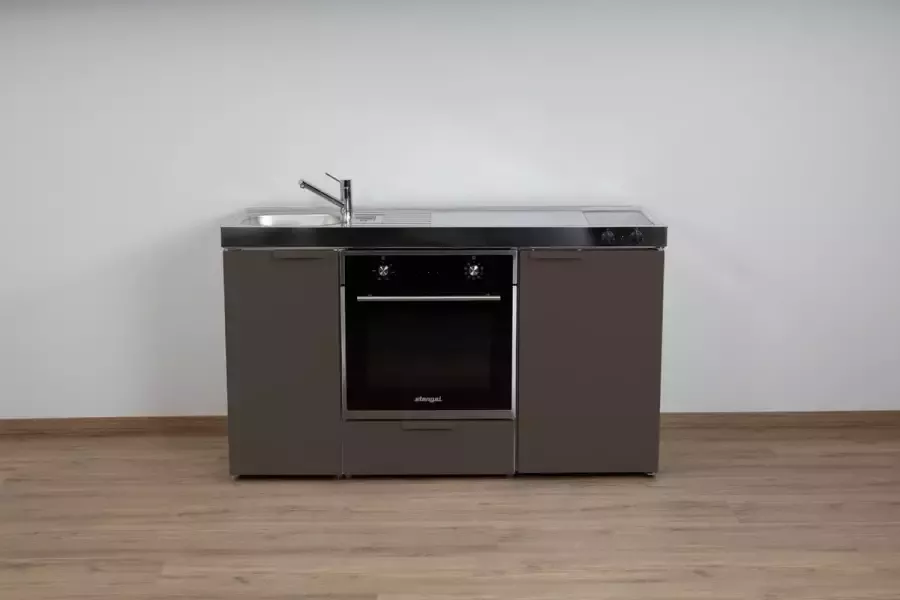 Stengel Minikeuken BeNeLux Minikeuken BeNeLux Kitchenline 150 cm voorgemonteerde metalen minikeuken koelkast vitrokeramische 2 pits kookplaat bakoven in kleur - Foto 1
