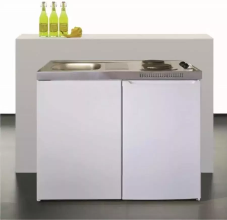 Stengel Minikeuken BeNeLux Minikeuken BeNeLux Stengel EASYLINE BASIC 100 volledig in metaal koelkast en kookplaat rechts