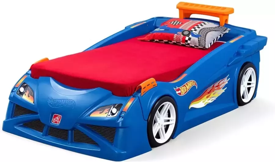 Step2 Hot Wheels Race Car Auto Bed voor kinderen Kinderbed voor jongens in blauw Kinderbedje 100x190cm