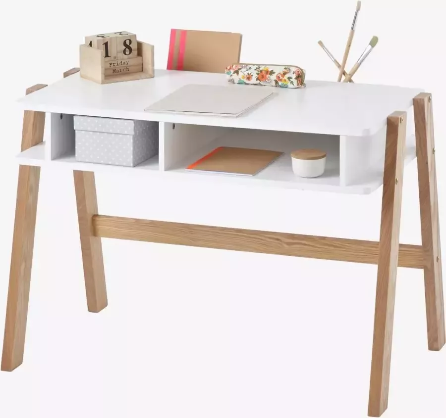 StepStone Bureau met opbergbakken kleuterschool Architect Mini wit hout Kleuterbureau met vakjes en nisje Peuter speeltafel Kinderen werktafel Bureaucom voor Kleuters Kinderkamer Bureau Kinderen