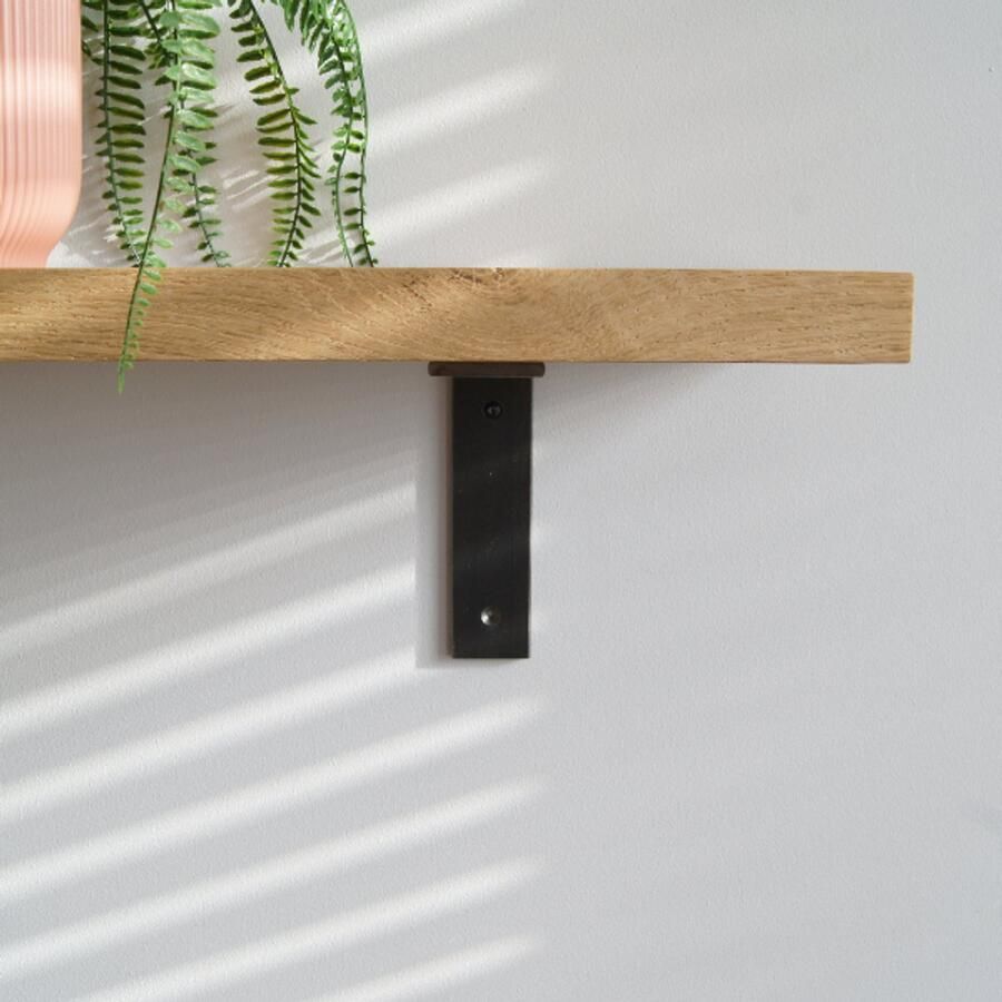 Sterkstael Ares industriële plankdrager – geschikt voor een plank van 19 tot 25cm – Blank kleur Naturel muurbeugel – wandsteun – wandplank houder schapdrager – incl. bevestigingsmateriaal 1 stuk poedercoating – staal