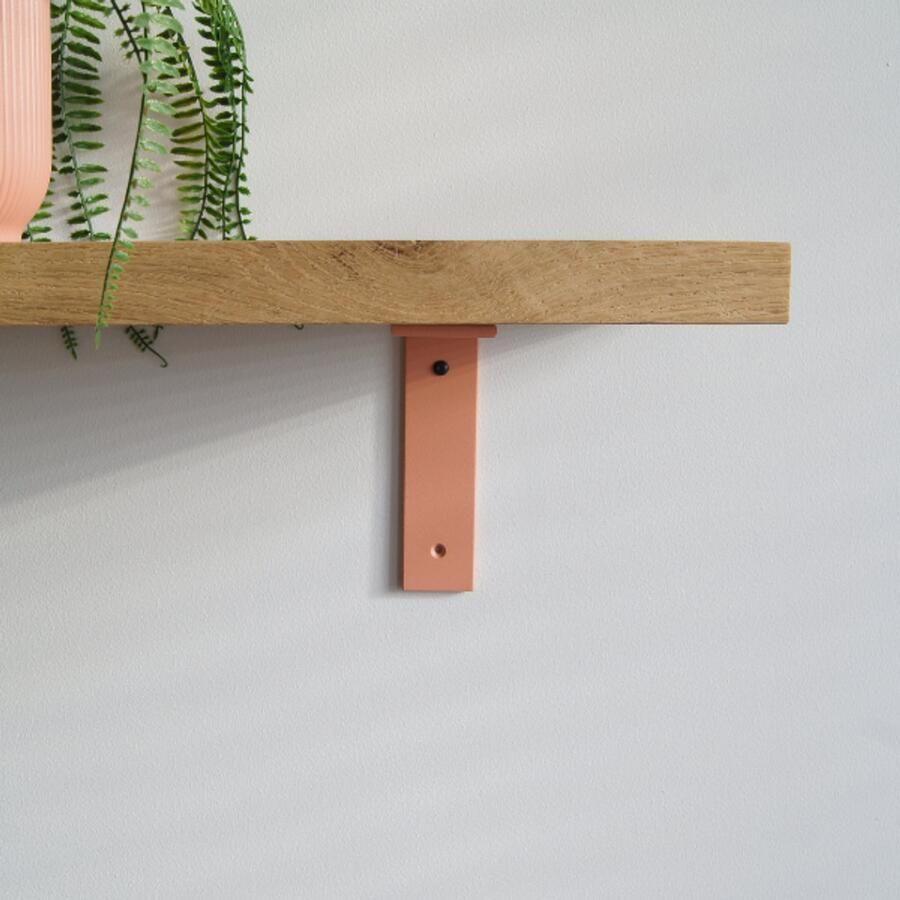 Sterkstael Ares industriële plankdrager – geschikt voor een plank van 19 tot 25cm – Dusty Rose kleur Roze muurbeugel – wandsteun – wandplank houder schapdrager – incl. bevestigingsmateriaal 1 stuk poedercoating – staal