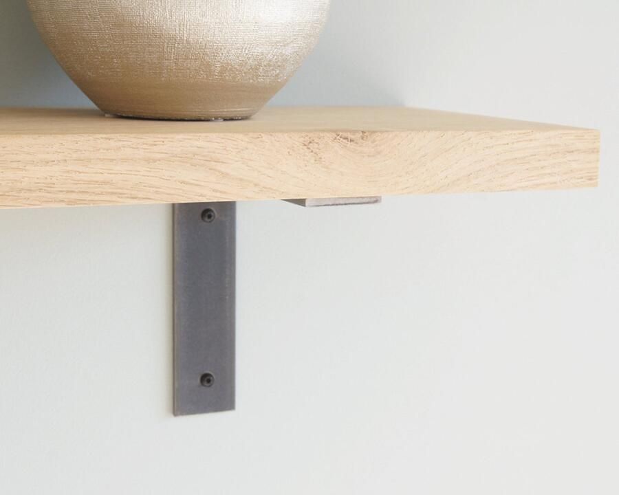 Sterkstael Ares industriële plankdrager – geschikt voor een plank van 19 tot 25cm – Blank kleur Naturel muurbeugel – wandsteun – wandplank houder schapdrager – incl. bevestigingsmateriaal 1 stuk poedercoating – staal - Foto 2