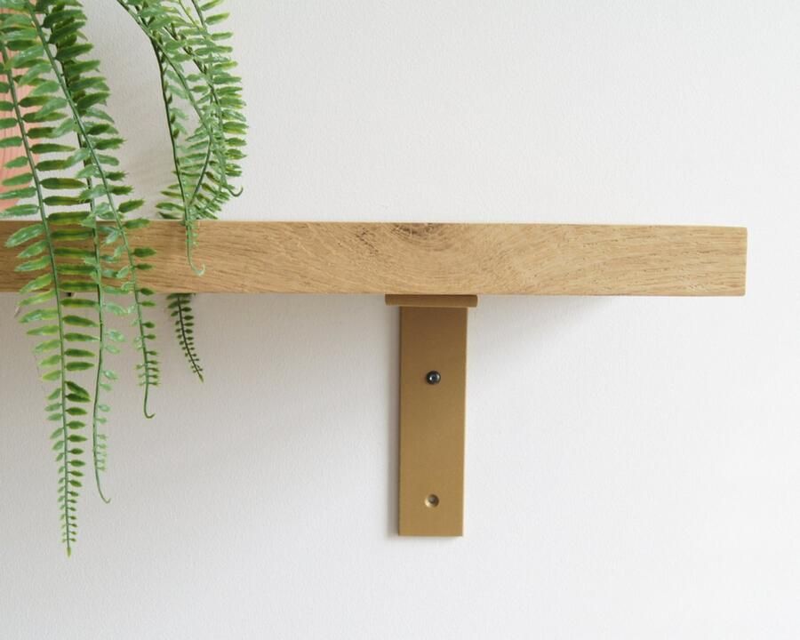 Sterkstael Ares industriële plankdrager – geschikt voor een plank van 19 tot 25cm – kleur GOUD muurbeugel – wandsteun – wandplank houder schap drager – incl. bevestigingsmateriaal 1 stuk poedercoating – staal - Foto 3