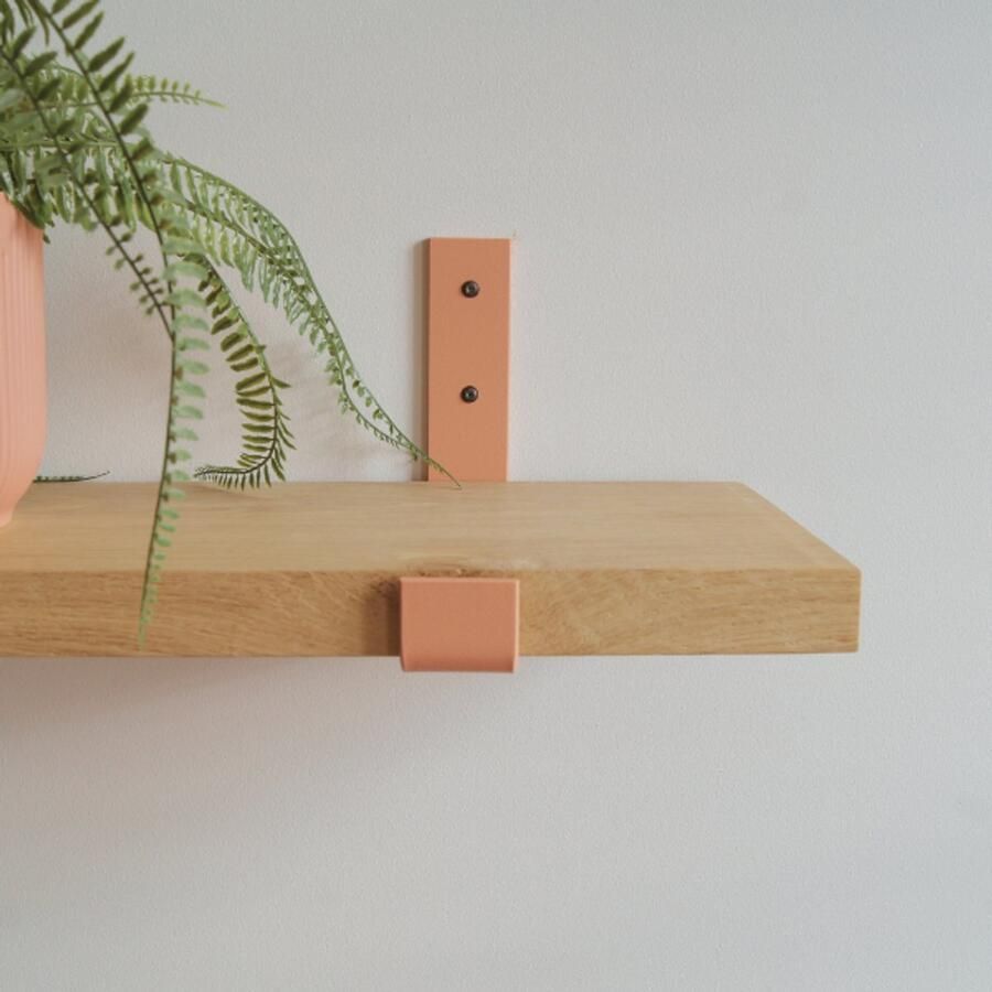 Sterkstael Odin industriële plankdrager – geschikt voor een plank van 20 cm – Dusty Rose kleur roze muurbeugel – wandsteun – wandplank houder schapdrager – incl. bevestigingsmateriaal 1 stuk poedercoating – staal