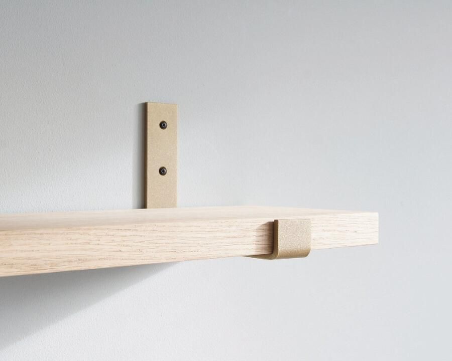 Sterkstael Odin industriële plankdrager – geschikt voor een plank van 20 cm – kleur GOUD muurbeugel – wandsteun – wandplank houder schap drager – incl. bevestigingsmateriaal 1 stuk poedercoating – staal - Foto 2