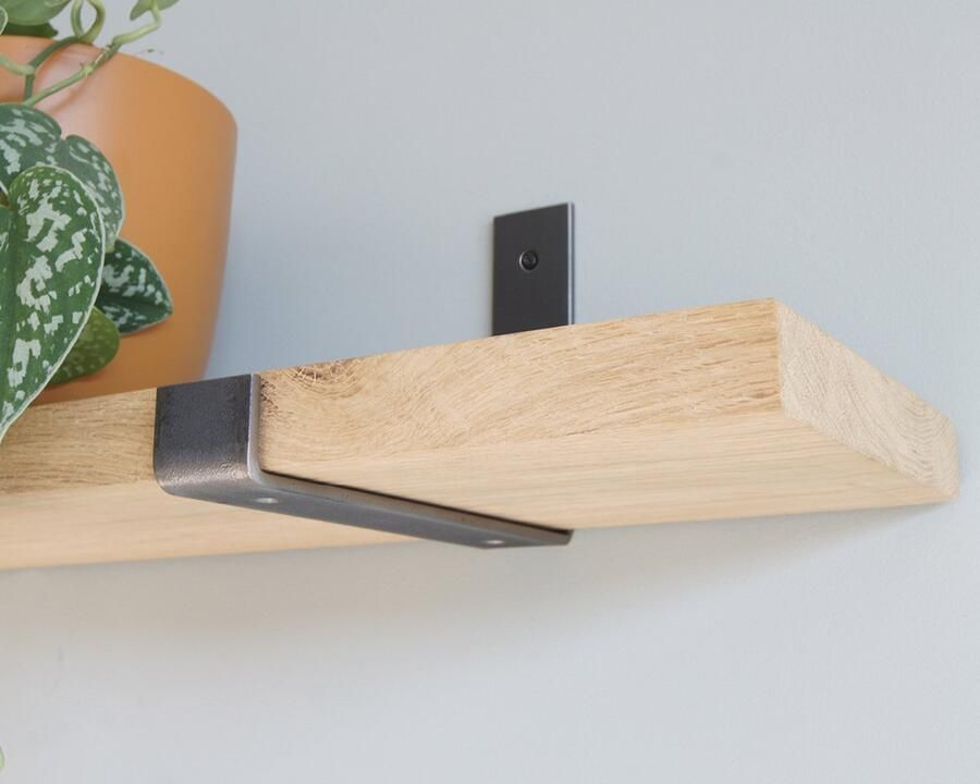 Sterkstael Odin industriële plankdrager – geschikt voor een plank van 20 cm – kleur NATUREL muurbeugel – wandsteun – wandplank houder schapdrager – incl. bevestigingsmateriaal 1 stuk poedercoating – staal - Foto 2