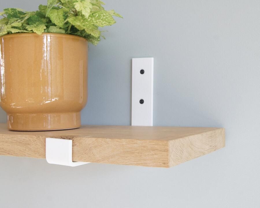 Sterkstael Odin industriële plankdrager – geschikt voor een plank van 20 cm – kleur WIT muurbeugel – wandsteun – wandplank houder schap drager – incl. bevestigingsmateriaal 1 stuk poedercoating – staal - Foto 2