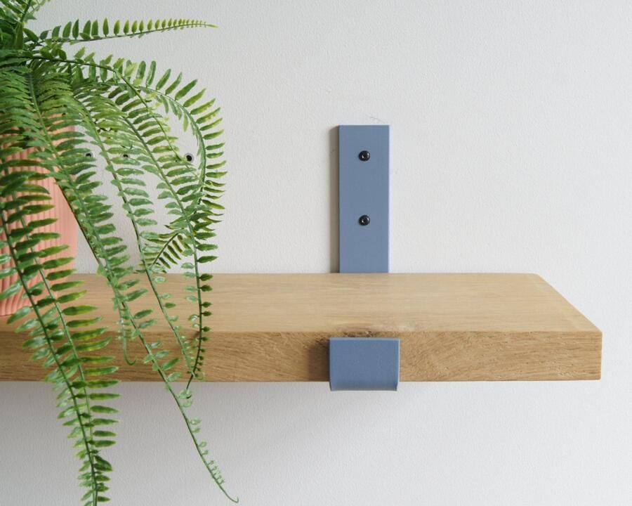 Sterkstael Odin industriële plankdrager – geschikt voor een plank van 20 cm – Satijn Grijsblauw kleur Blauw muurbeugel – wandsteun – wandplank houder schapdrager – incl. bevestigingsmateriaal 1 stuk poedercoating – staal - Foto 2
