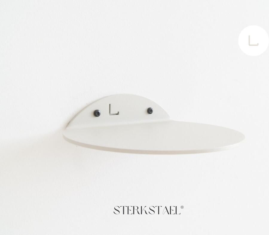 Sterkstael Saga wandplank Greige stalen wandplank kleur grijs beige poedercoating staal wandrek wandplankje inclusief bevestigingsmateriaal – draagkracht van 10 kg – 1 stuk - Foto 2