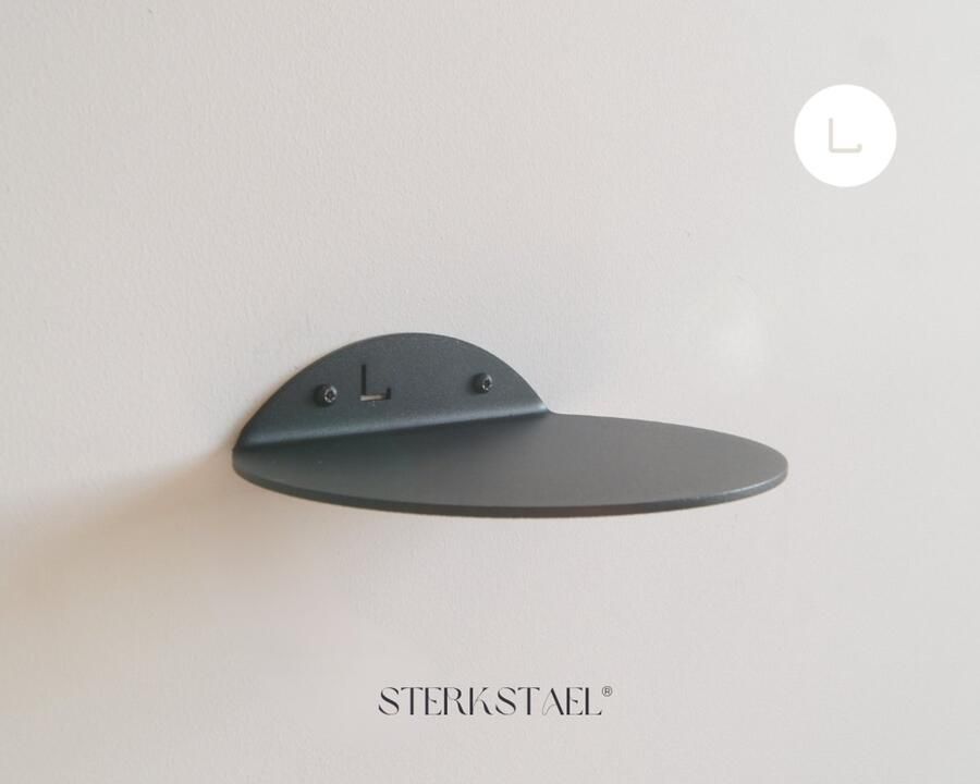 Sterkstael Saga wandplank Noir stalen wandplank kleur zwart poedercoating staal wandrek wandplankje inclusief bevestigingsmateriaal – draagkracht van 10 kg – 1 stuk - Foto 3