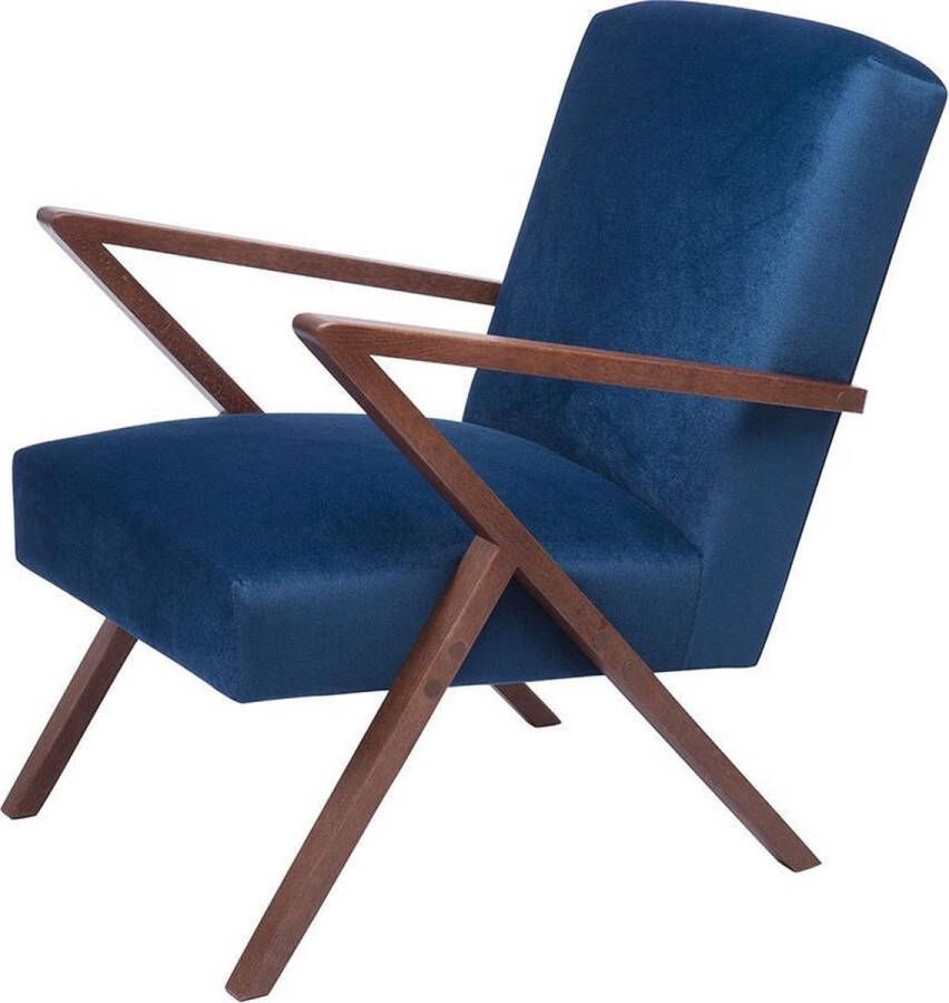 Sternzeit-design Retro Fauteuil Velvet fluweel 81b x 80h cm Royal Blue