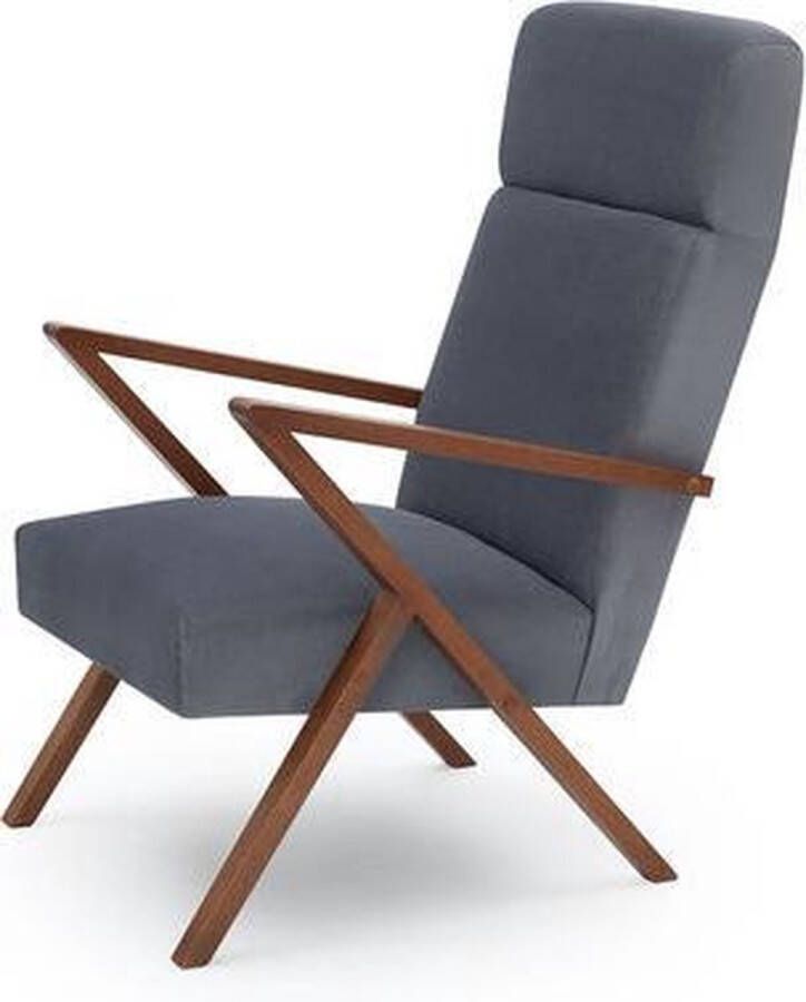 Sternzeit-design Sternzeit Fauteuil Retrostar lounge velvet donker grijs