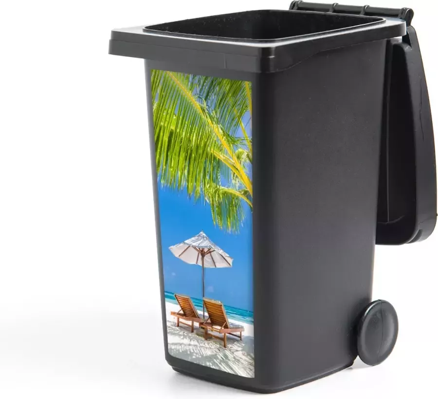StickerSnake Container sticker Palmboom Strandstoel Parasol 38x80 cm Kliko sticker