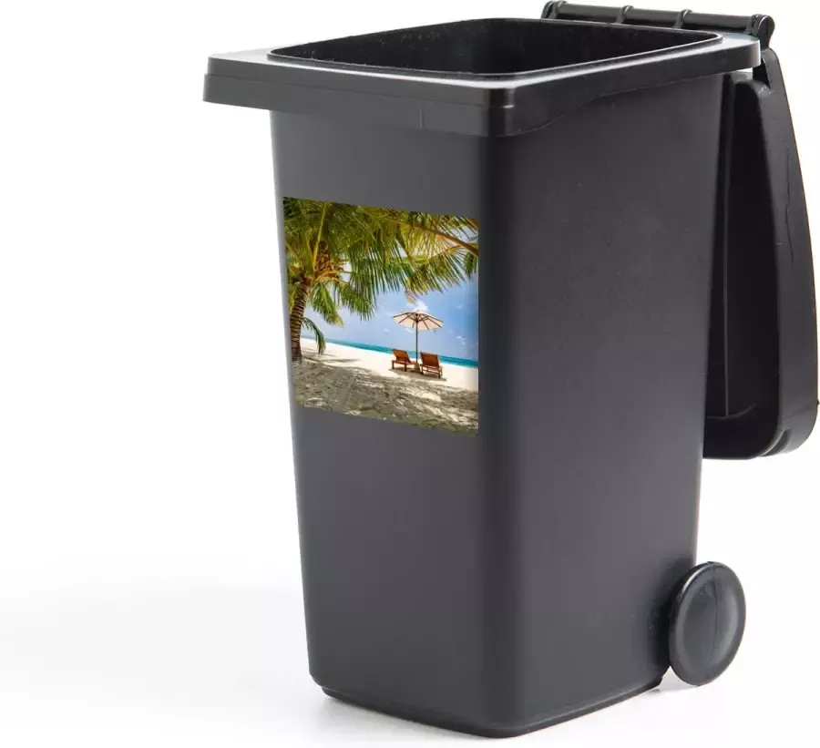 StickerSnake Container sticker Strandstoel Parasol Palmboom 40x40 cm Kliko sticker
