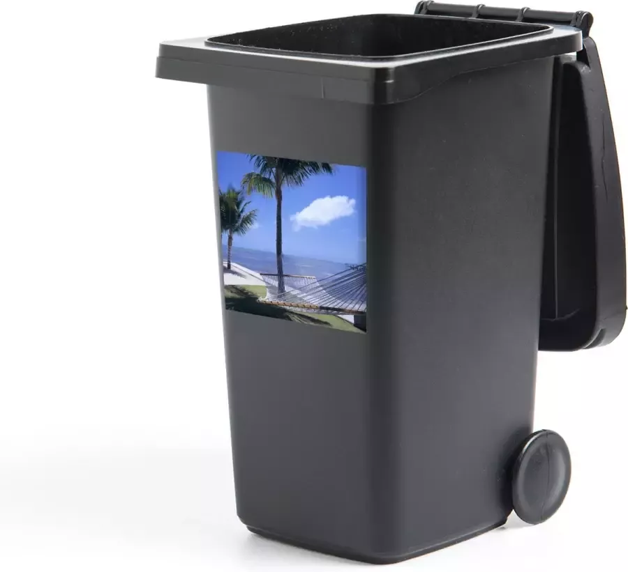 StickerSnake Container sticker Zee Hangmat Palmboom 40x40 cm Kliko sticker