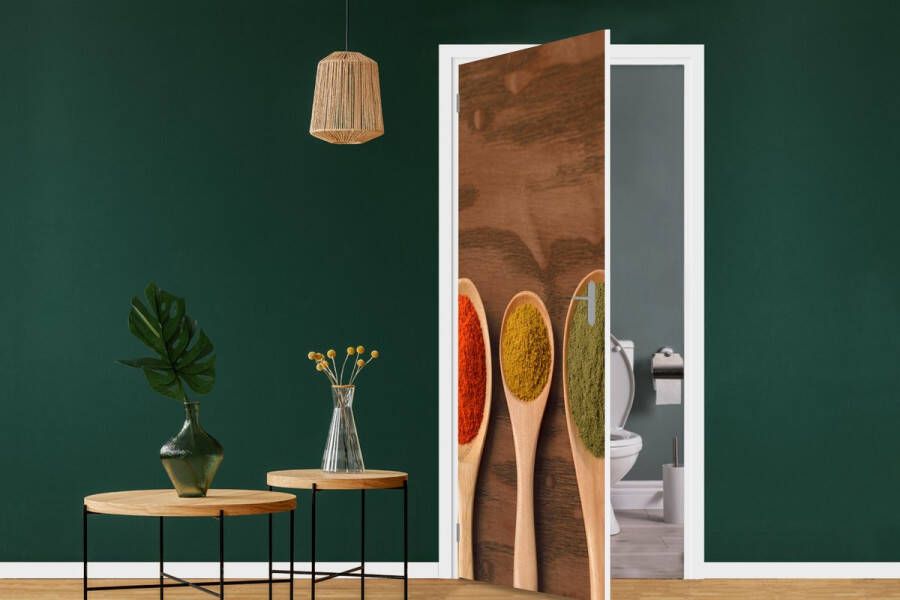 StickerSnake Deursticker Pollepel Kruiden Eten Specerijen Tafel 75x205 cm Deurposter