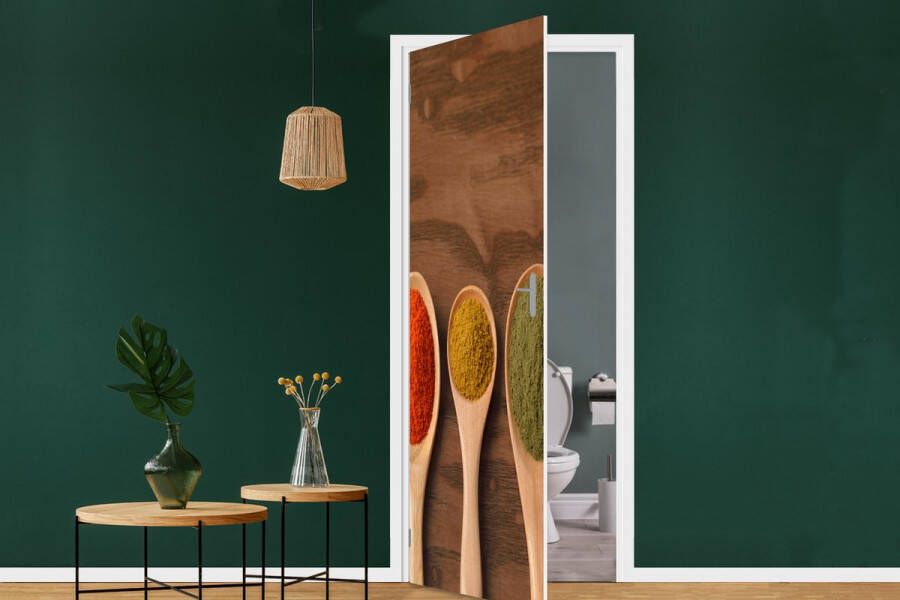 StickerSnake Deursticker Pollepel Kruiden Eten Specerijen Tafel 90x235 cm Deurposter