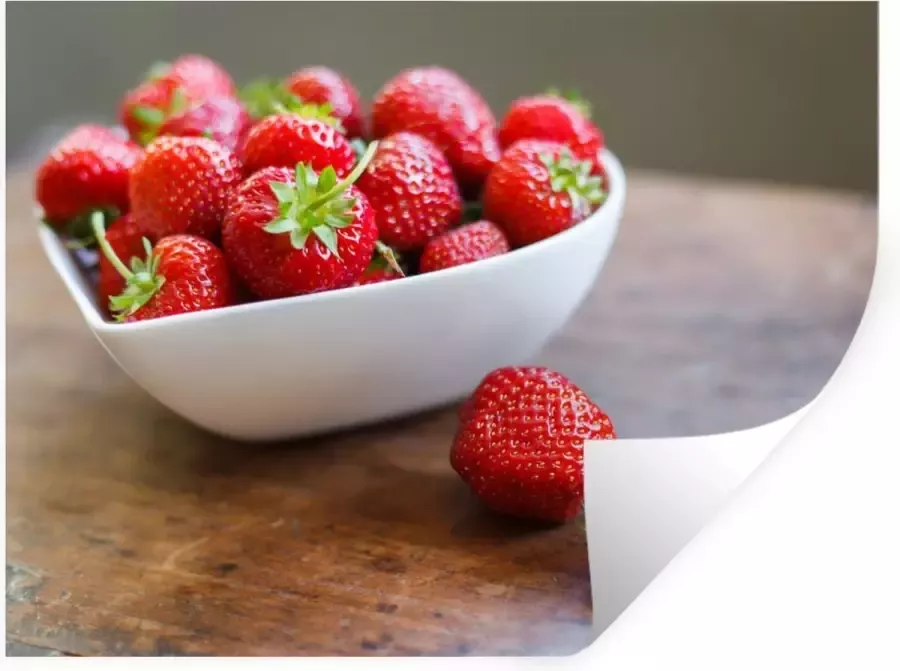 StickerSnake Muurstickers Sticker Folie Aardbei Tafel Kom 40x30 cm Plakfolie Muurstickers Kinderkamer Zelfklevend Behang Zelfklevend behangpapier Stickerfolie