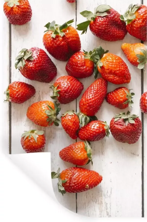 StickerSnake Muurstickers Sticker Folie Aardbei Fruit Tafel 60x90 cm Plakfolie Muurstickers Kinderkamer Zelfklevend Behang Zelfklevend behangpapier Stickerfolie